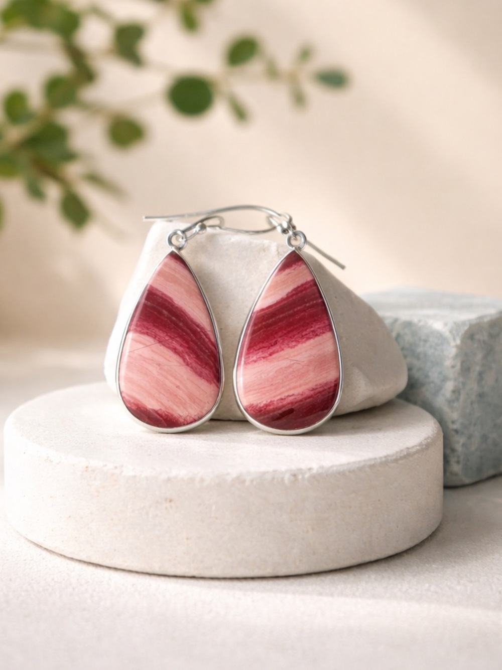 NEW! Red Snakeskin Jasper Earrings